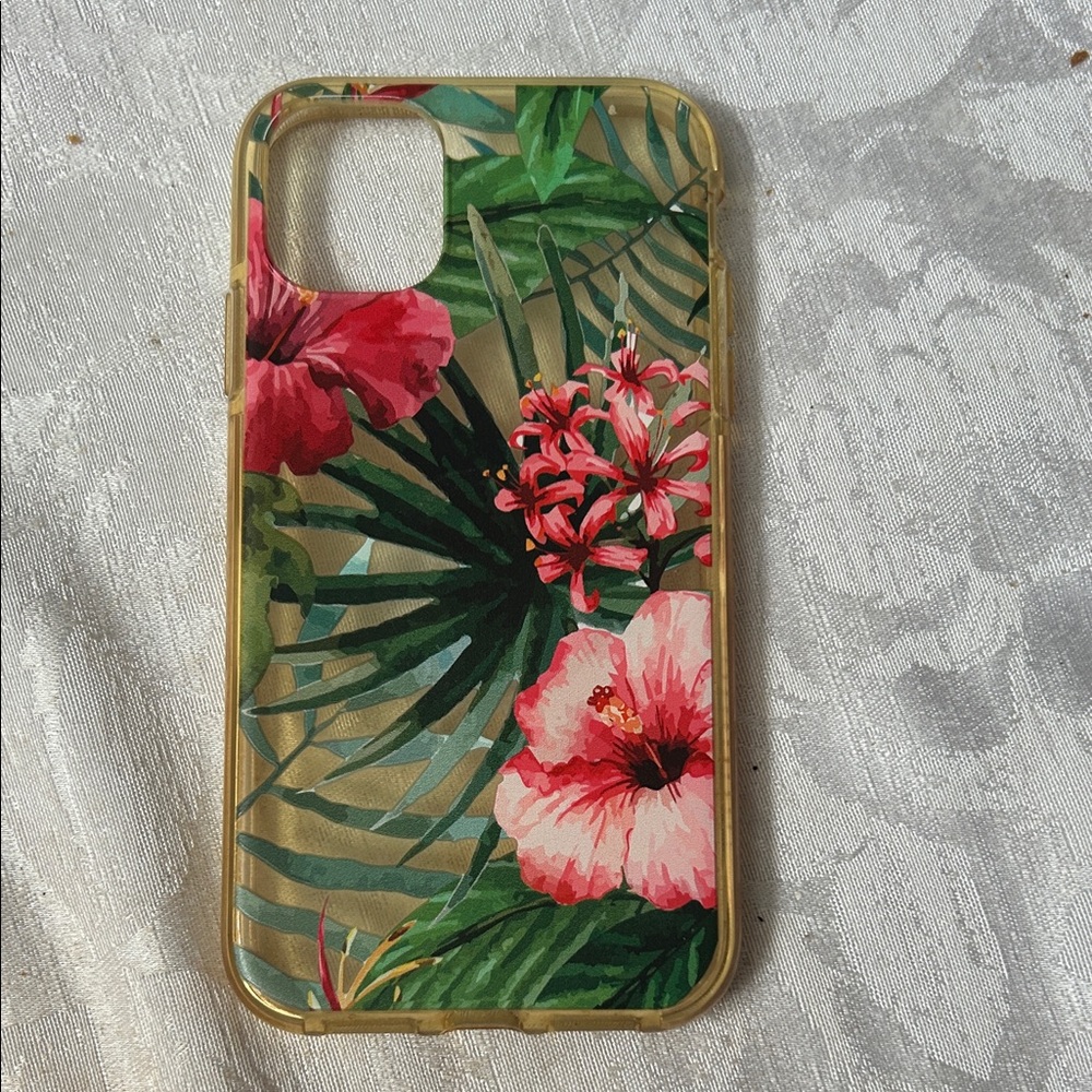 Floral Pattern Phone Case - Gold and Pink